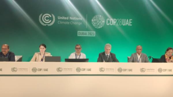 Civil society leaders placed the demands during a press co<em></em>nference at the COP28 climate co<em></em>nference centre in Dubai on Mo<em></em>nday (4 December). Photo: Courtesy</p>

<p>　　