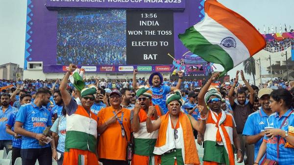 Indian fans cheer during the World Cup 2023 match between India and South Africa earlier this mo<em></em>nth | Photo: PTI