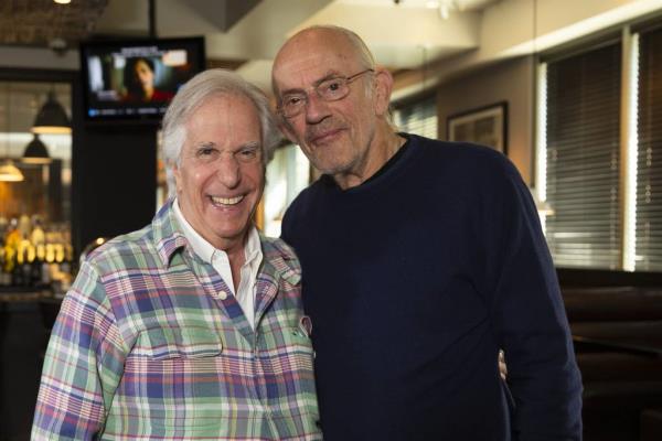 Henry Winkler with Christopher Lloyd at Loews Chicago O'Hare Hotel on Saturday, August 13, 2023, in Rosemont, Illinois. The actors were in town for Fan Expo Chicago.(John Konstantaras/For the Chicago Tribune)