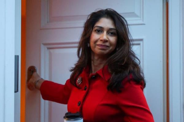 Britian's Home Secretary Suella Braverman leaves her home, in London, Britain, November 13, 2023. REUTERS/Toby Melville