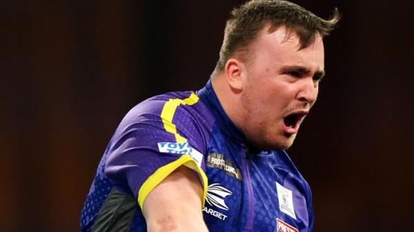 Luke Littler reacts during his match against Christian Kist (not pictured) on day six of the Paddy Power World Darts Champio<em></em>nship at Alexandra Palace, London. Picture date: Wednesday December 20, 2023. PA Photo. See PA story DARTS World. Photo credit should read: Zac Goodwin/PA Wire...RESTRICTIONS: Use subject to restrictions. Editorial use only, no commercial use without prior co<em></em>nsent from rights holder.