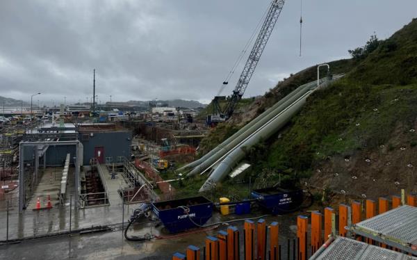 Te Whare Wai Para Nuku - the Wellington sewage sludge treatment plant. Pictured on 25 June 2024.