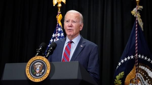 President Joe Biden speaks to reporters in Nantucket, Mass., on Friday, Nov. 24, 2023, a<em></em>bout hostages freed by Hamas in the first stage of a swap under a four-day cease-fire deal. (AP Photo/Stephanie Scarbrough)