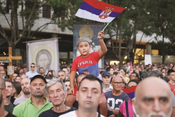 Tens of thousands of Serbians took to streets in Belgrade on Saturday against lithium mining in Serbia. (Reuters)