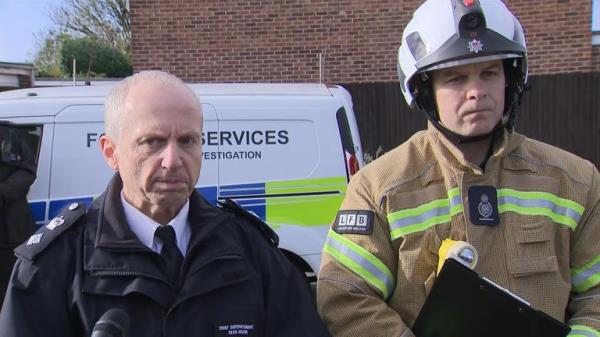 Press co<em></em>nference  at the scene following a house fire in Channel Close, Hounslow, in which five people have died and one person is unaccounted for