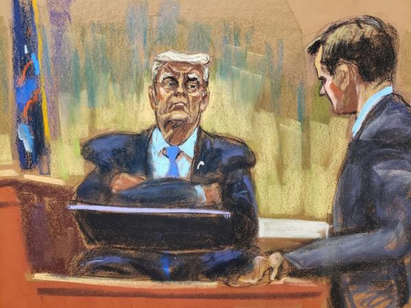 Court artist sketch of Do<em></em>nald Trump 