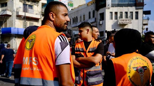 Ramallah protests for Ramsay eyewitness (medics at peaceful protest)