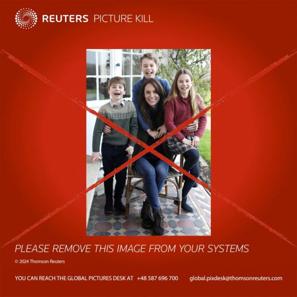 Multiple photo agencies, including Reuters, the Associated Press, Getty, and AFP, have withdrawn the Mother's Day photo Kensington Palace released Sunday.