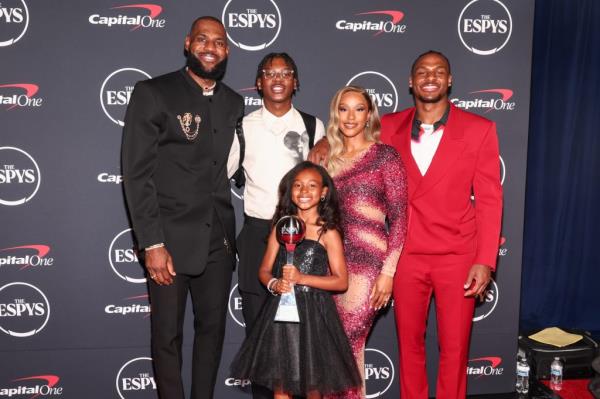 LeBron James, Bryce James, Zhuri James and Bro<em></em>nny James at The 2023 ESPYS held at Dolby Theatre on July 12, 2023 in Los Angeles, California. 