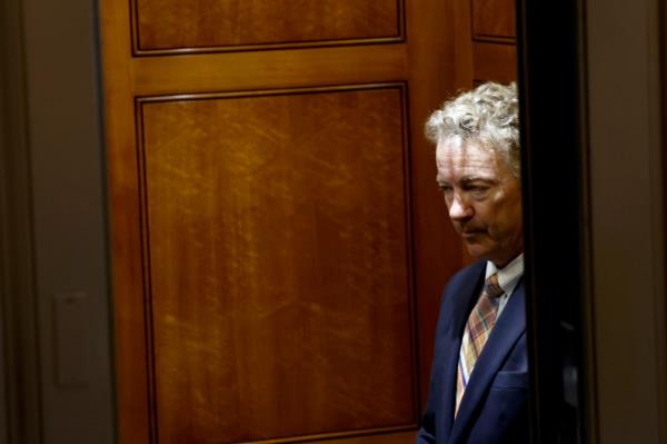 U.S. Senator Rand Paul leaving the Senate Chambers in the U.S. Capitol after delivering remarks on March 22, 2024.