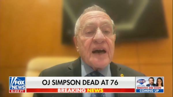 Alan Dershowitz, O.J. Simpson's defense attorney, in a suit and tie during an appearance on Fox News.