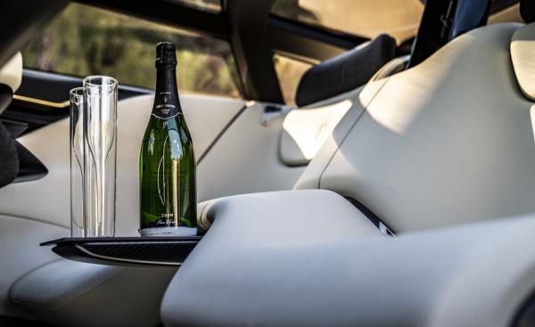 pininfarina pura vision back seat with champagne bottle