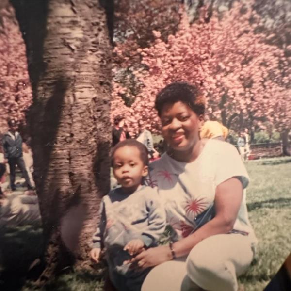 Senator Zellnor Y. Myrie pictured with mother as a child