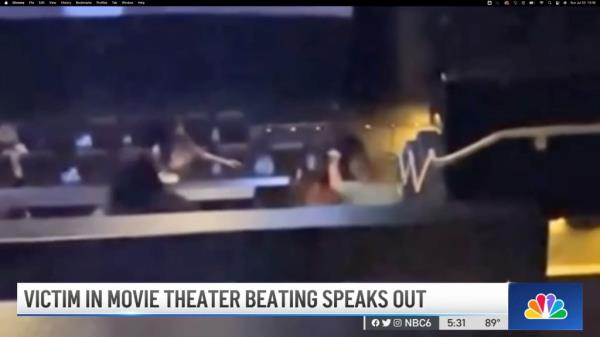 Surveillance still of theater beating.