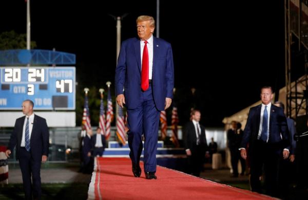 Republican presidential candidate and former U.S. President Do<em></em>nald Trump holds a campaign rally at Ted Hendricks Stadium in Hialeah, Florida, U.S. November 8, 2023.