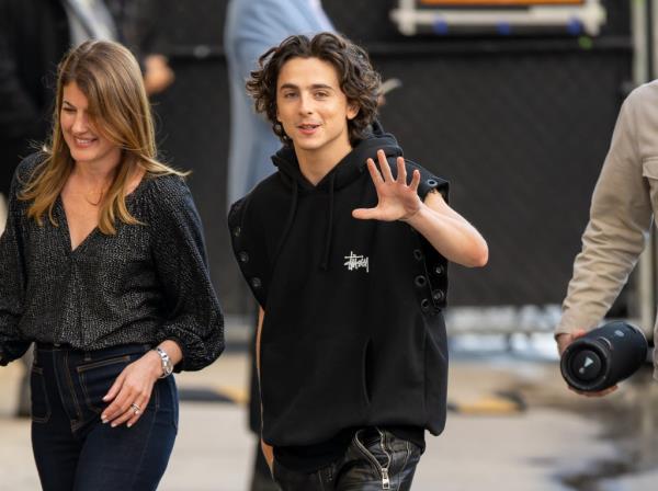 Actor Timothee Chalamet is seen arriving at 