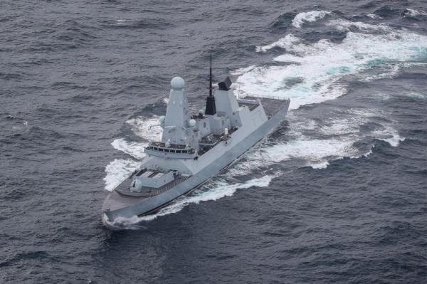 In this photo provided by the Ministry of Defence on Saturday, Dec. 16, 2023, a view of the HMS Diamond off the coast of Scotland, Oct. 4, 2020. 