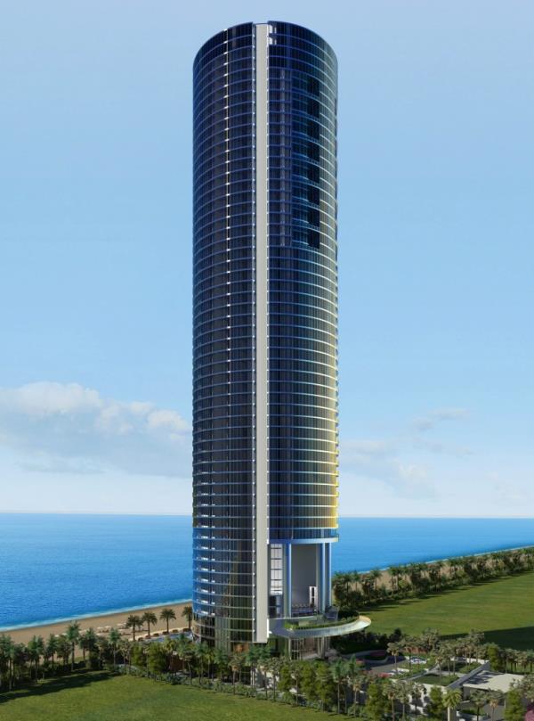 Image of the Porsche Design Tower in Sunny Isles Beach.