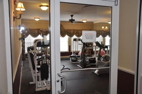 The building offers a fitness space.