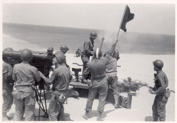 Soldiers are seen here firing at RCATs at the defunct Camp Wellfleet.