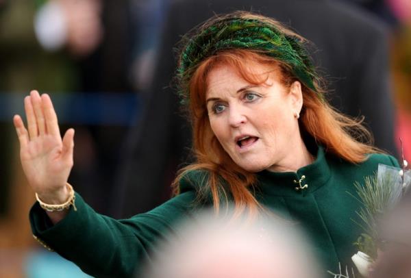 Sarah Ferguson attends the Royal Family's Christmas Day service.